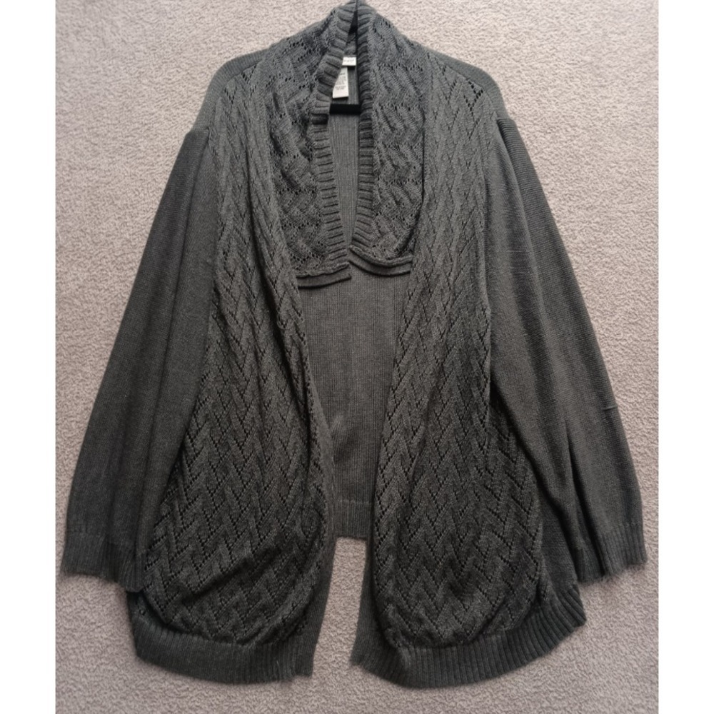 Catherines Open Front Knit Cardigan Sweater Gray 3X Plus Size Layer Light Weight